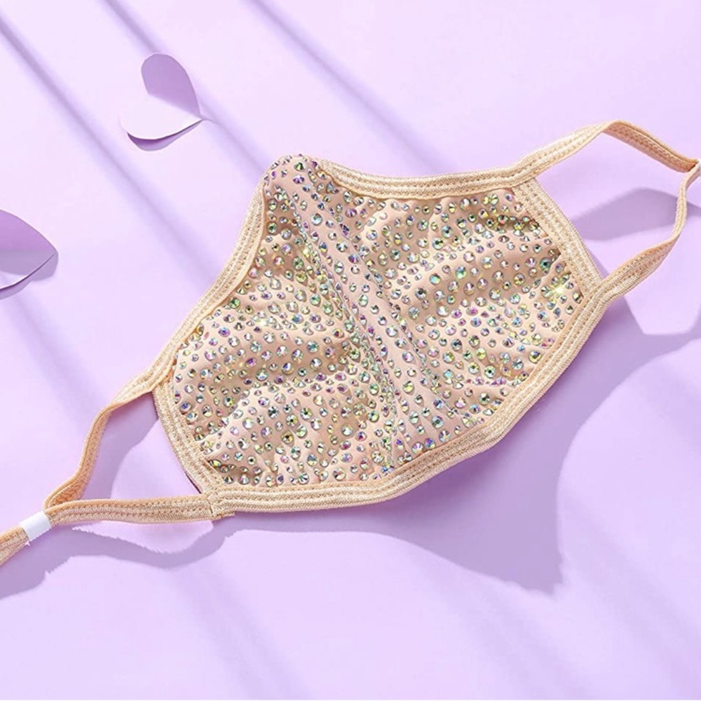 Rhinestone crystal face mask